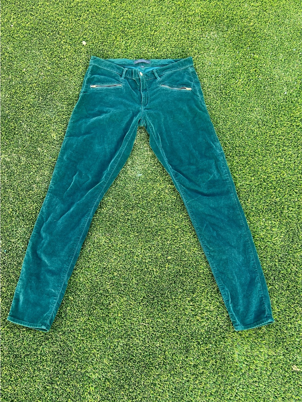Juicy Couture Emerald Green Corduroy Pants with Gold Button Size 30